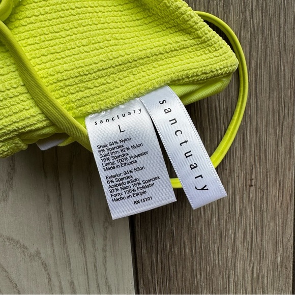 Sanctuary Swim Lime Love Bright Yellow Bikini Top | NWT | Size: Large | - Picture 5 of 6